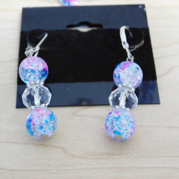 Handmade Pink & Turquoise Glass Confetti Beaded Necklace, Bracelet & Ear… - Picture 8 of 9